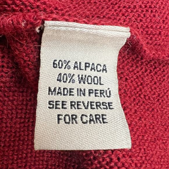 Beyond Threads Alpaca Wool Blend Cardigan Sweater Small Red Ruffle Bell Sleeves - Picture 6 of 10